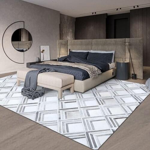 American style luxury cowhide skin handmade patchwork rug natural fur gray color living room carpet decoration villa rug