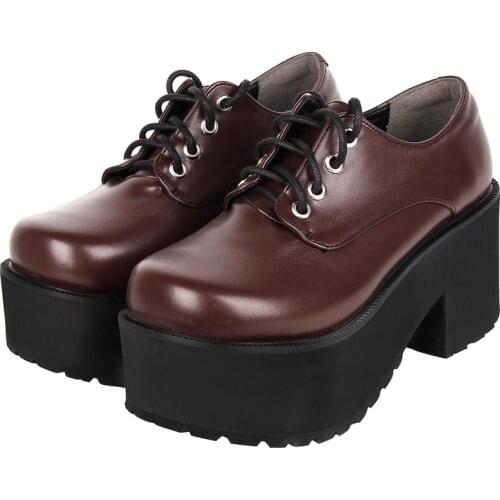 Angelic imprint woman mori girl lolita cosplay shoes lady high wedges heels Pumps women princess dress party shoes lace up 33-47