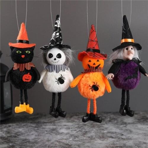 Halloween Decor Hanging Ornaments Scaring Pumpkin Witch Cat Skeleton Round Body Belly Drop Decoration Dolls Kids Children Gift