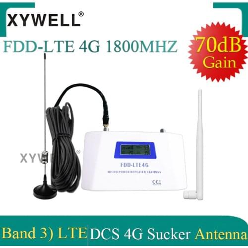 70dB Gain FDD LTE 1800 4G Mobile Signal Booster Repeater 1800Mhz Cellphone Cellular GSM 1800 Cellular Amplifier+ Sucker Antenna