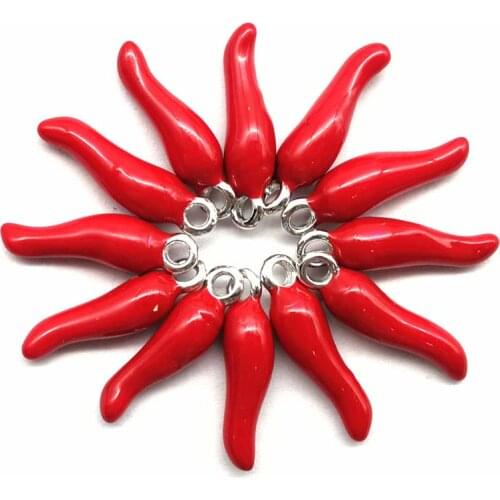 Top Quality New 12Pcs 20x5mm Red Tibetan Silver&Drops Of Oil Hot pepper Pendant Bead Jewelry Accessoriessories C20190324021