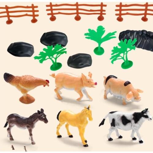 1Set Miniature Animal Realistic Anti-hit Bright Color Mini Farm Animal Model Set for Entertainment Education Toys For Kids Gift