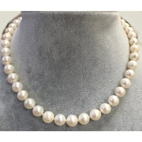 11mm bright white round pearl necklace round clasp natural Freshwater PEARL Women Jewelry 35cm 43cm 15'' 17