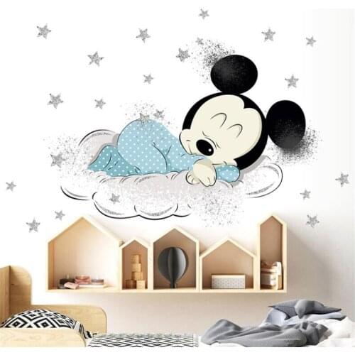 3D Mickey Mouse Minnie Mouse baby Bathroom Decoration Cartoon Cute glass Wall Stickers for Kids Rooms Home Decor