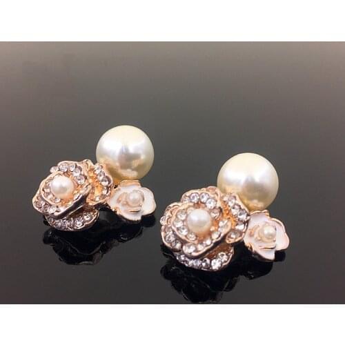 50pcs Rose Flower Crystal Pearl Rhinestone Appliques Flatback Buckle Button Embellishment Wedding Hairpin Shoes Bag Accessories