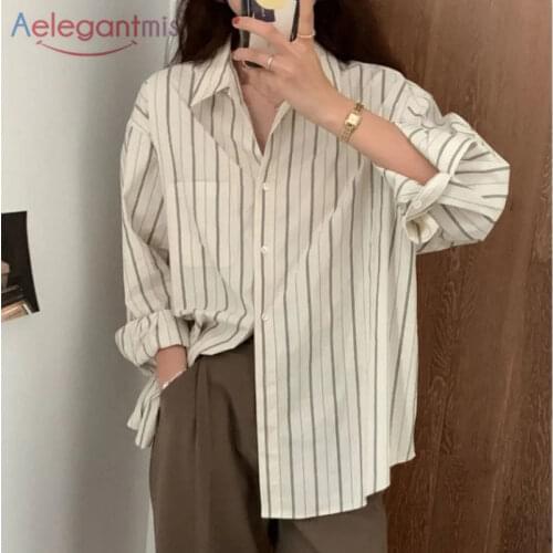 Женские рубашки в полоску Aelegantmis China At AliExpress