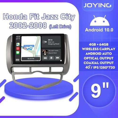 9"Android 10 Car Stereo Radio GPS Multimedia Player Head Unit Wireless Carplay 4G For HONDA JAZZ City 2002 2008 Left Driving