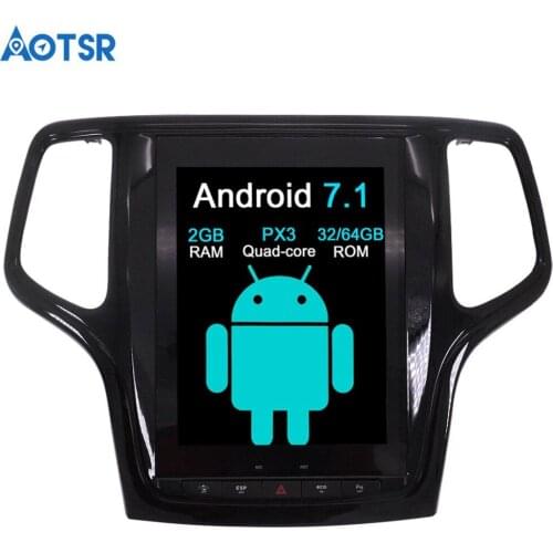 Aotsr Android Tesla style Car GPS Navigation For JEEP Grand Cherokee 2014-2018 gold and black headunit multimedia player No DVD