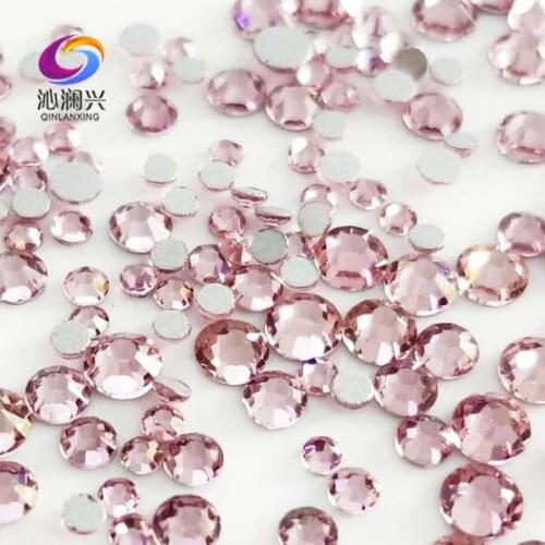 Free shipping 300pcs Mix SS4-SS16 Size Pink Non HotFix flatback glass crystal 3D Nail Art Rhinestone diy Decorations M300QF
