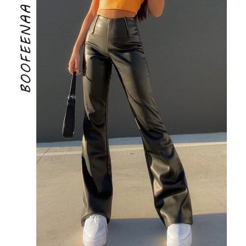 Женские кожаные брюки BOOFEENAA China At AliExpress
