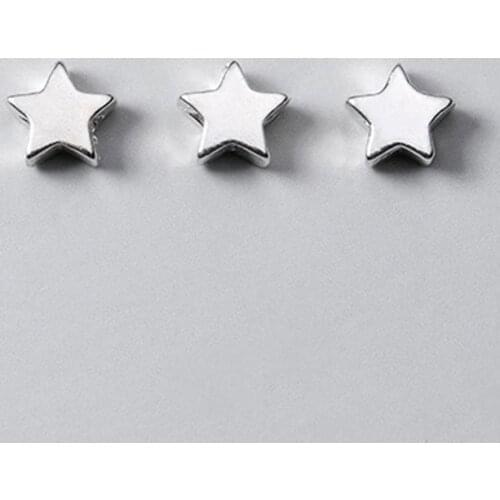 5pcs Entire 925 Sterling Silver Star Shape Loose Beads 4mm Handmade Bracelets Small S925 Silver Space Beads DIY Jewelry Making
