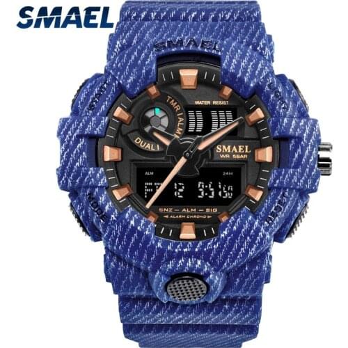 SMAEL Electronic Digital Luminous Hands Show The Time Mens Watch Fashion Dial Design Automatic Update Date Stopwatch Timer