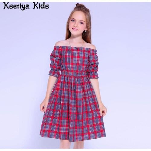 Kseniya Kids Dresses For Girls Dress Long Sleeve Cotton Plaid Girls Summer Dress Princess Girl Party Dress Baby Girl Clothes