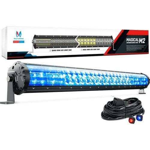 MICTUNING M2 Dual Row 31'' Auto LED Light Bar with Ice Blue Ambient Light 180W Off Road Driving Work Lamp for SUV ATV UTV Trucks