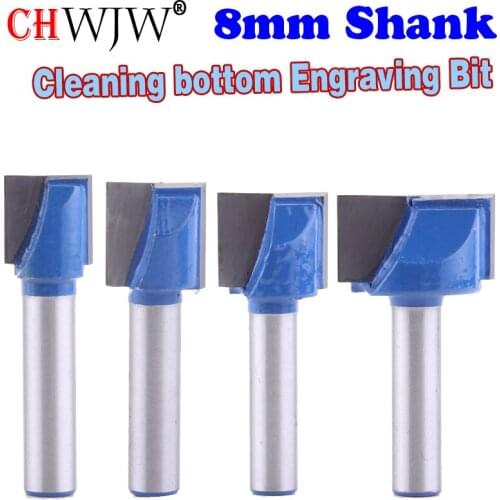 CHWJW 1pc 8mm Cleaning bottom Engraving Bit solid carbide router bit Woodworking Tools CNC milling cutter endmill for wood