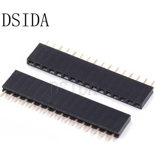 10PCS Female Pin Header Strip 16 Pin Pitch 2.54 mm Single Row Female Pin Header 1x16 1*16 PCB Connector