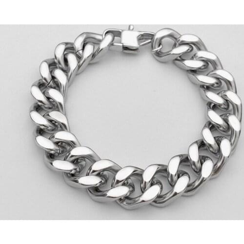 Hip-hop trend domineering mens bracelet titanium steel long buckle six-sided grinding chain bracelet