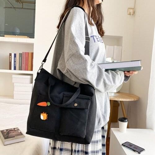 New Canvas Shoulder Bags Environmental Shopping Bag Tote Cute Carrot Package Crossbody Purses Casual Handbag For Women