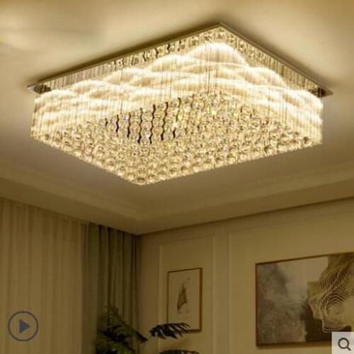 Crystal lamp living room ceiling lamp rectangular modern minimalist atmosphere home hall bedroom restaurant room lamp led lamps