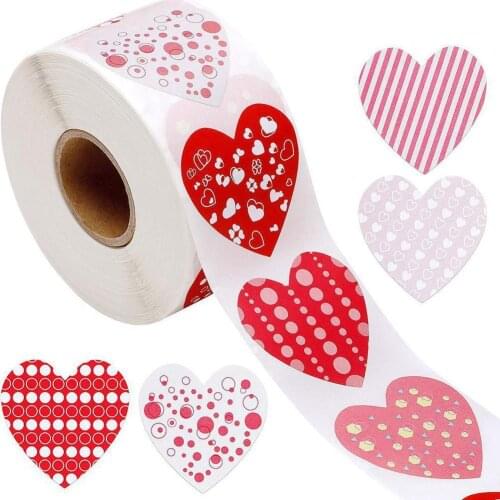 Valentines Day Sticker Adhesive Gift Packing Heart-shaped Tapes DIY Party Crafts Home Decor 500pcs/roll Decorative Sticker S5A3