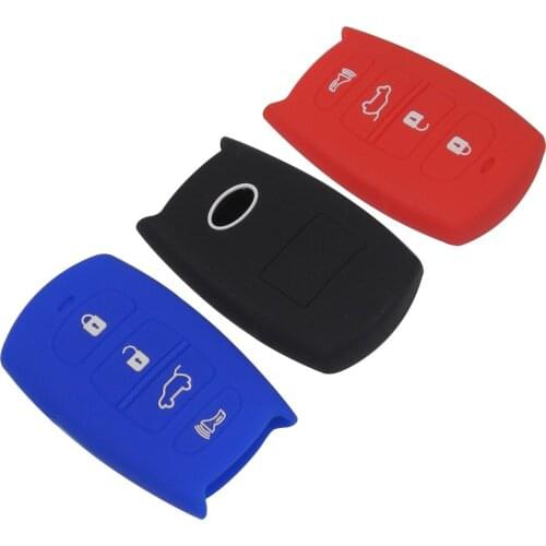 Kutery 4 Buttons Silicone Colorful Remote Key Case For Hyundai Santa Fe Elantra For Kia Forte Soul Rio Protection Replacement