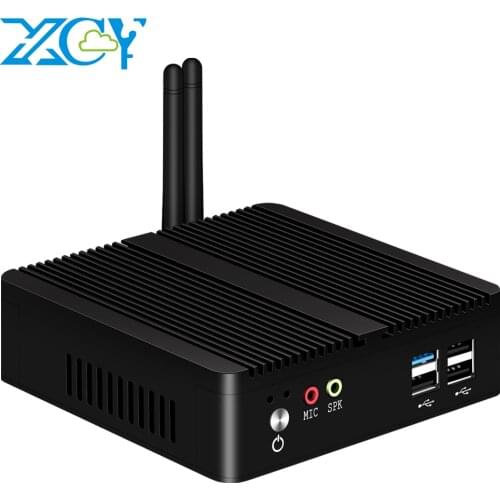 XCY Fanless Mini PC Intel Celeron J1900 Quad Cores 8GB RAM 128GB SSD 300M WiFi Gigabit LAN HTPC Support Windows 10 Linux