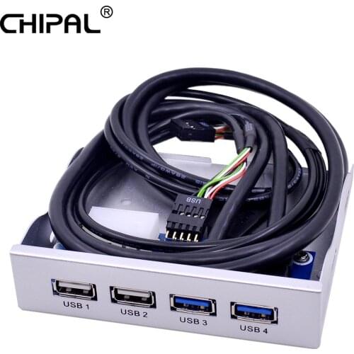 MJTEK Silver 4 Ports USB 2.0 USB 3.0 Hub Front Panel Cable 20Pin Splitter Internal Combo Adapter for Desktops 3.5'' Floppy Bay