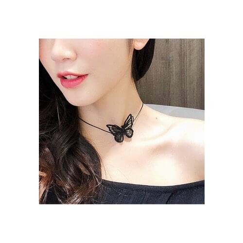 Fashion Female Chokers Black Butterfly Pendant Choker Lace Necklace Jewelry For Women Gift Wholesale