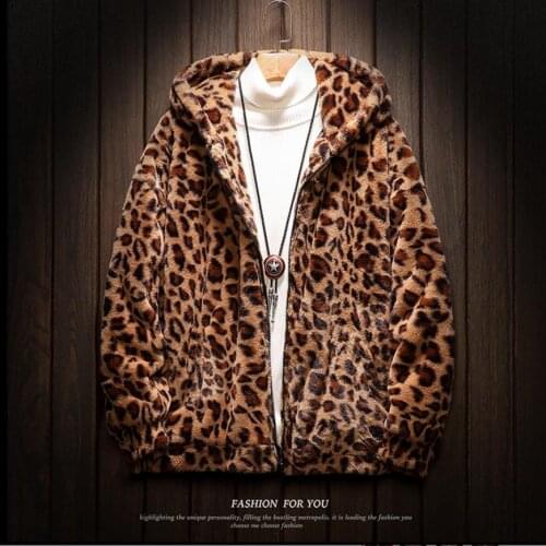 M-5xl Autumn And Winter Faux Mink Jacket Men Warm Plush Padded Jacket Tide Male Leopard Cotton Coat Plus Size Clothing