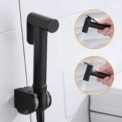 Handheld Toilet Bidet Sprayer Set Kit Matte Black Solid Brass Hand Bidets for Bathroom Hand Sprayer Shower Head Self Cleaning