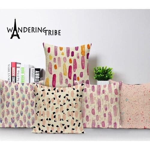 Geometric Cushion Cover Stripe Decorative Throw Pillow Case Linen Cushion Covers Abstract Colorful Dots Line Pillowcases Kissen