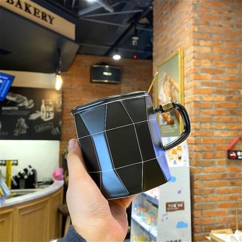 The New Black and White Water Cup Ceramic With Lid Couple Cup Coffee Cup Healthy Drinking Home Office Studio Milk Cup