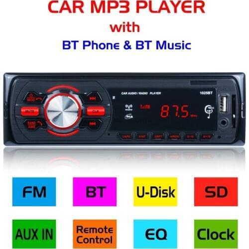 By DHL 10pcs Car Radio 1025 Player Digital Bluetooth Car MP3 Player Radio Stereo Audio FM/USB/SD with In Dash AUX Input Auto