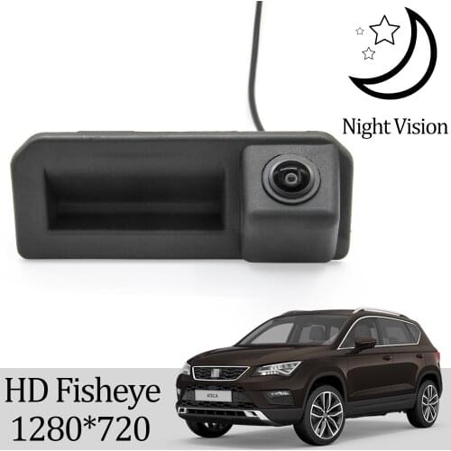 Owtosin HD 1280*720 Rear View Camera For SEAT Ateca 2016 2017 2018 2019 Car Trunk Handle Camera Parking Accessories