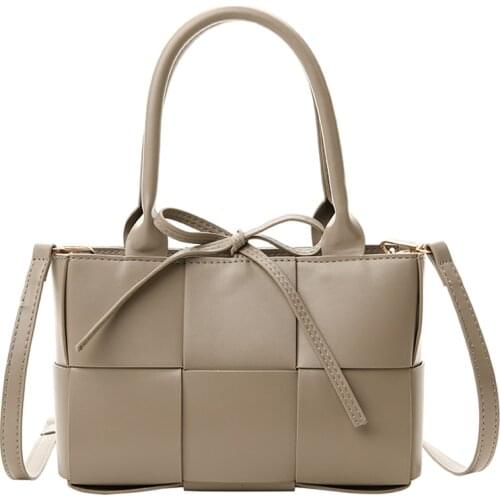 Woven Patchwork Handbags For Women 2021 PU Leather Small Crossbody Bags With Handle Shoulder Purses and Handbag Casual Fashion