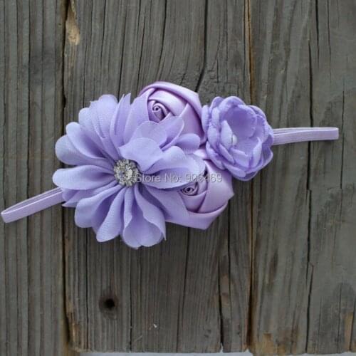 Burned Flower headband singed Satin Rose Flowers,girl skinny elastic headband 20color