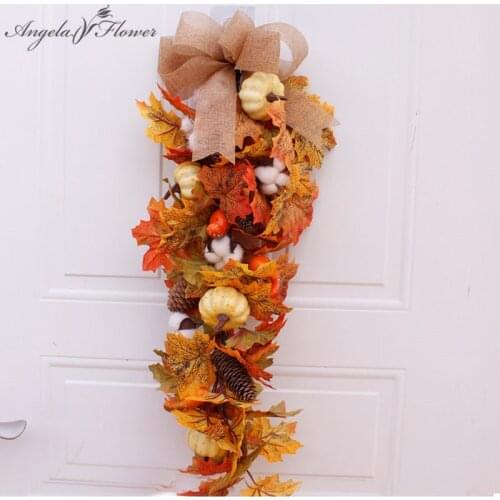Christmas Garland Door Wall Hanging Decoration Pumpkin Maple Leaf Cotton Ornament Halloween Thanksgiving Pendant Gift Home Decor