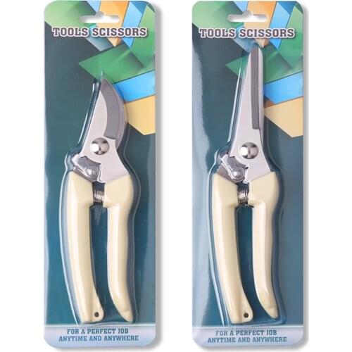 Garden Scissors Shears with Safety Lock Spring Ergonomic Handle Bypass Pruner / Straight Blade Tool