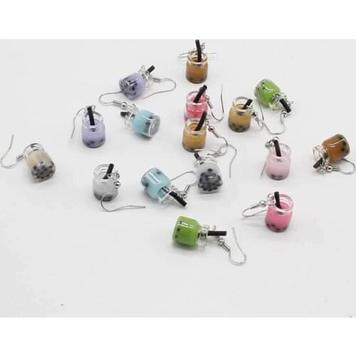 New simulation fun tea cup drink bottle earrings cute Harajuku style small fresh summer earrings earrings
