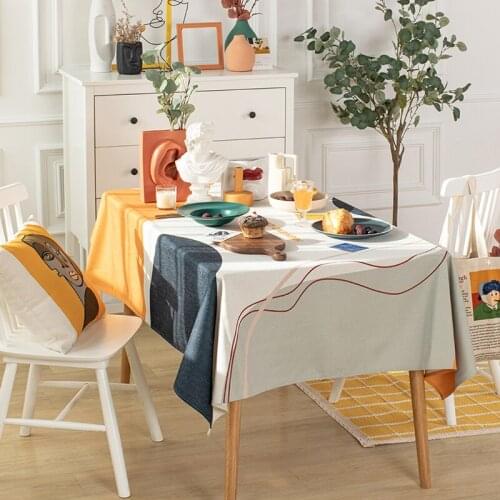 Thicken Table Cloth for Party Wedding Hotel Geometric Printed Tablecloth Rectangular Table Covers Cotton Linen Table Cover