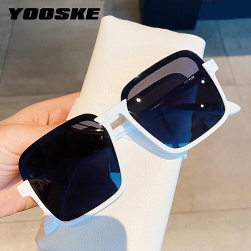 YOOSKE New Classic Square Sunglasses Women Brand Desinger Oversized Goggles Outdoors Colored Eyewear Black White Frame