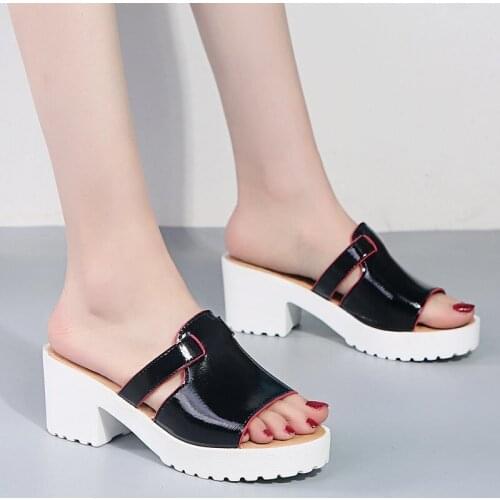Women Summer Slippers Platform Fashion 6cm Heel Wedges Shoes 2021 New Fashion Slippers Slip on Black Basic Slippers Large size45