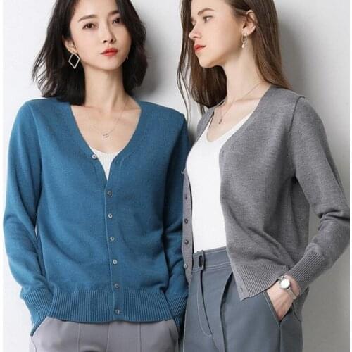 Spring Autumn Cardigan Knitted Sweater Women V Neck Sweet Sweaters For Women Mujer Femme Chandails Long Sleeve Sweter 7070945