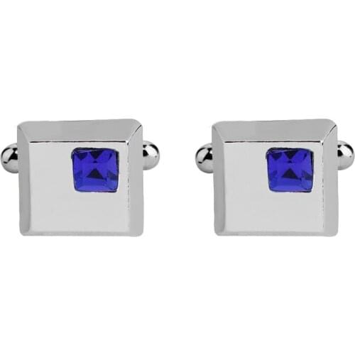 2 Color high quality fashion male French shirt cufflinks Brand cuff buttons square wedding party white/blue crystal cuff links