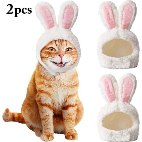 2PCS Cute Cat Hat Fashion Bunny Ears Dog Cap Pet Hat Pet Costume for Easter Cosplay for Pet