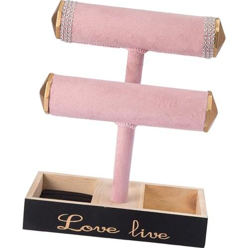 2 Tiers T-Bar Jewelry Display Stand for Bangle Bracelet Watch Ring Organizer