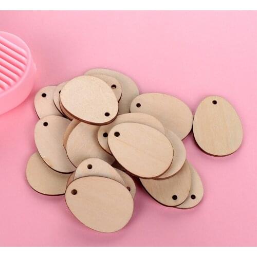 20-80mm Natural Wood Easter Eggs Chip Ornament Hanging Tag Wedding Party Decoration Scrapbooking Unfinished Blank
