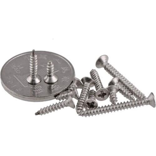 50pcs M2.6 Phillips Countersunk head tapping bolt Self-tapping screws flat heads screw stainless steel bolts 6mm-20mm Length