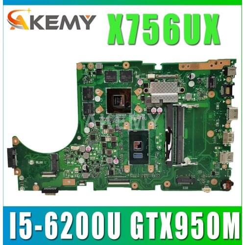 90NB0A30-R00041 Motherboard for ASUS X756UX X756UW X756UQ Mainboard I5-6200U GTX950M DDR3 DDR4 slot