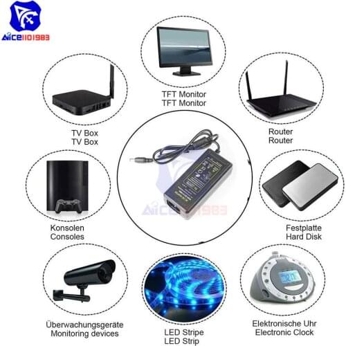 AC 100-240V to DC 12V 5A Power Supply Adapter DC 2.1mm x 5.5mm Plug Power Supply for LED Strip Flexible Lights US/EU/AU/UK Plug